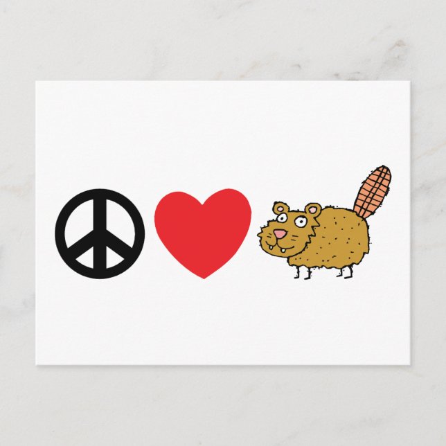 Peace  Love Canadian Beaver Postcard (Front)