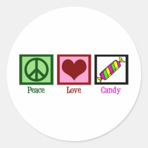 Peace Love Candy Classic Round Sticker