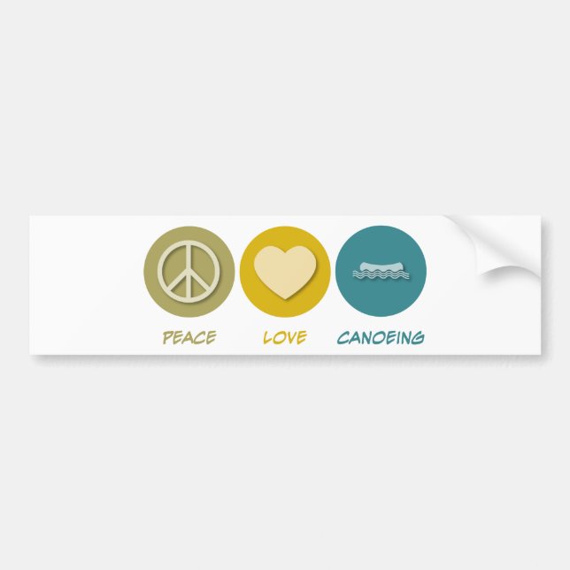 Peace Love Canoeing Bumper Sticker (Front)