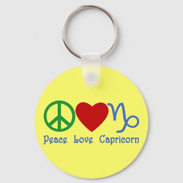 Peace Love Capricorn Zodiac Design Key Ring (Front)