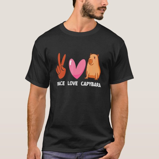 Peace Love Capybara  Aquatic Animal Rodent  Capy T-Shirt (Front)