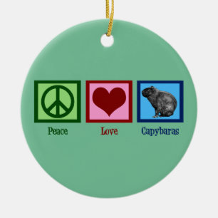 Peace Love Capybaras Ceramic Tree Decoration