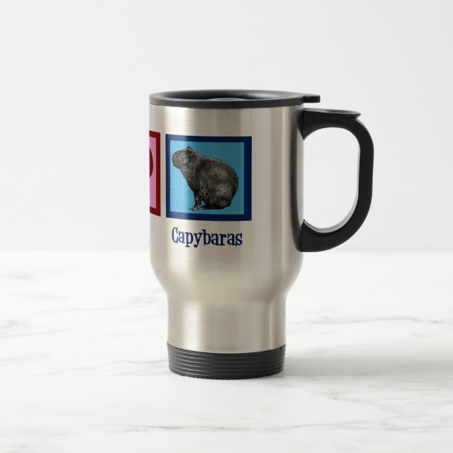 Peace Love Capybaras Travel Mug (Right)