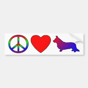 Peace Love Cardigan Welsh Corgis Bumper Sticker