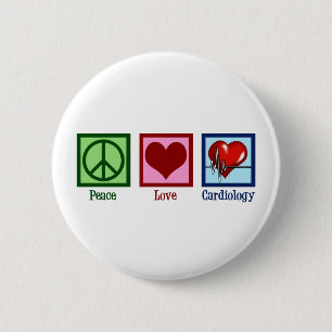 Peace Love Cardiology Heart Surgeon Heartbeat 6 Cm Round Badge