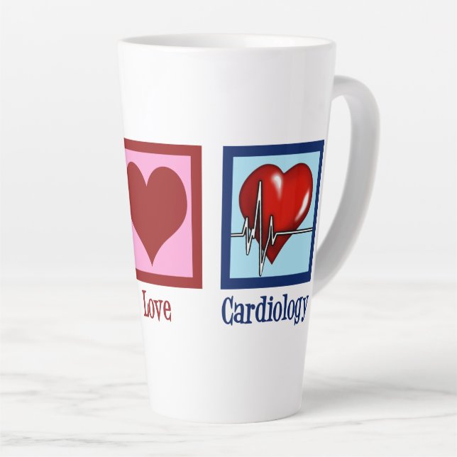 Peace Love Cardiology Heart Surgeon Heartbeat Latte Mug (Right Angle)