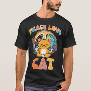 Peace Love Cat Hippie Yoga Feline Meditation Humo T-Shirt