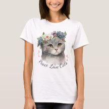 Peace love Cat T-Shirt for women