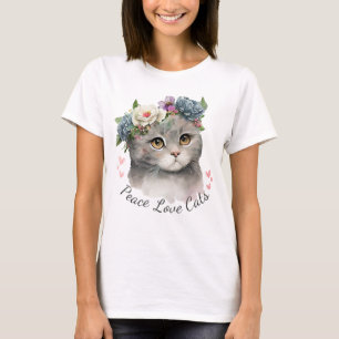 Peace love Cat T-Shirt for women