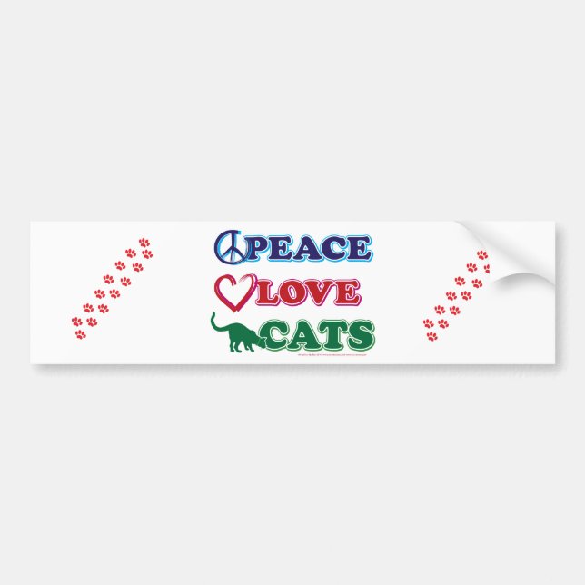 Peace-Love-Cats Bumper Sticker (Front)