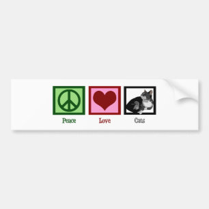 Peace Love Cats Cute Bumper Sticker