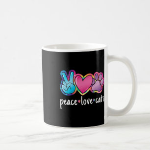 Peace Love Cats Cute Cat Kitten Lover Paw Cat Coffee Mug