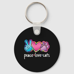 Peace Love Cats Cute Cat Kitten Lover Paw Cat Key Ring