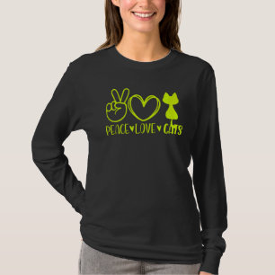 Peace Love Cats Cute Cat Mum Owner  Kitten Dad Pet T-Shirt