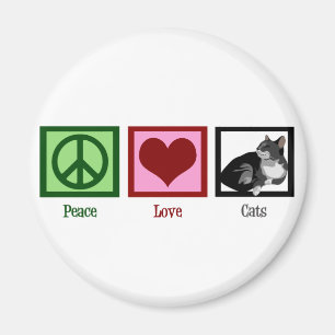 Peace Love Cats Cute Magnet