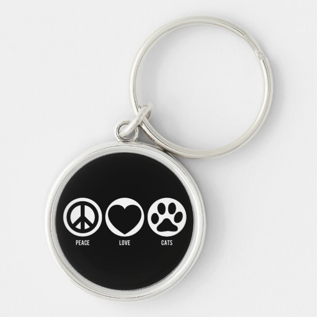 Peace Love Cats Key Ring (Front)