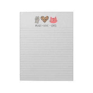 Peace Love Cats Lined Notepad