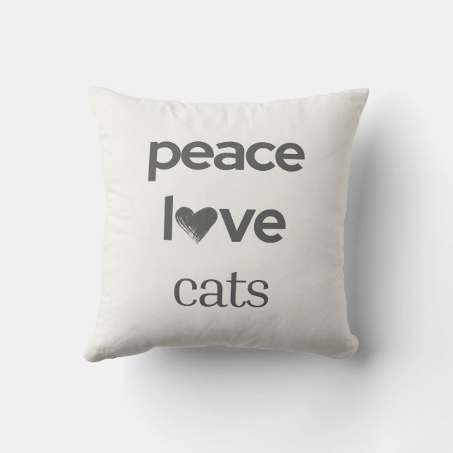 Peace Love Cats Modern Reversible Graphic Cat Mom  Cushion (Back)