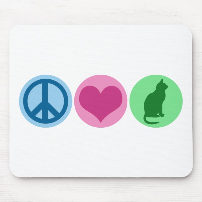 Peace Love Cats Mouse Mat (Front)