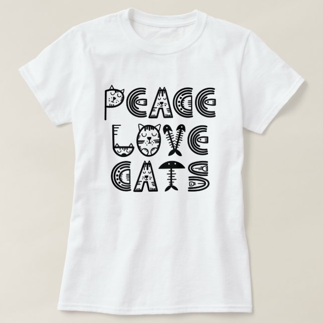 Peace Love Cats T-Shirt (Design Front)