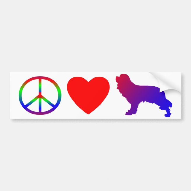 Peace Love Cavalier King Charles Spaniels Bumper Sticker (Front)