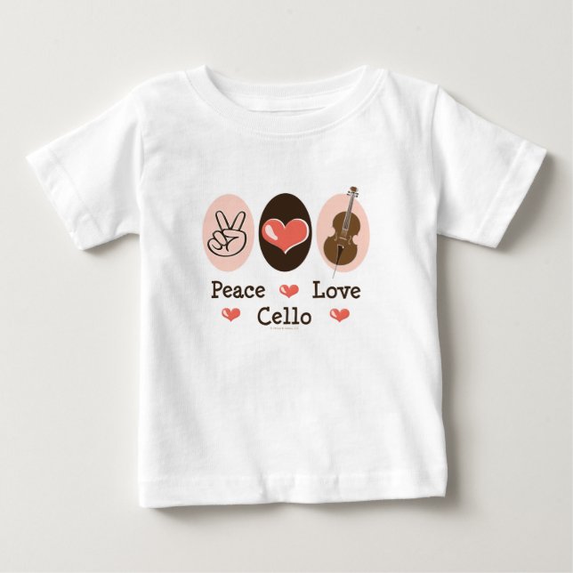 Peace Love Cello Baby T shirt (Front)