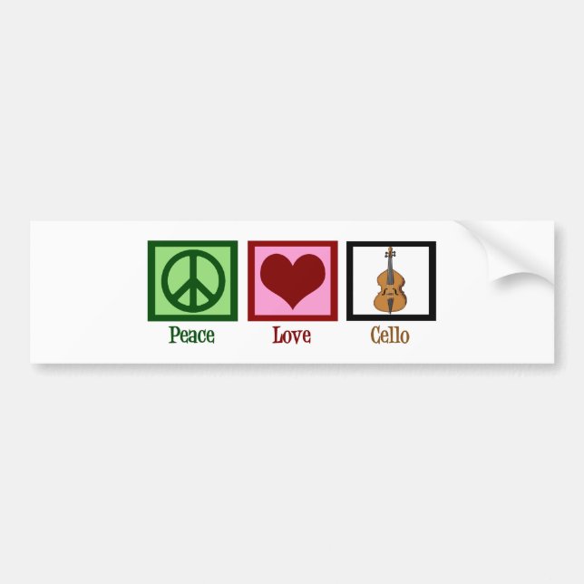 Peace Love Cello Bumper Sticker (Front)