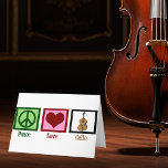 Peace Love Cello Holiday Card<br><div class="desc">A beautiful cello Christmas present for the great cellist in your life. This Peace Love Cello design features a cute peace sign,  heart,  and the musical instrument,  the cello. A great gift for a string quartet member or orchestra conductor.</div>