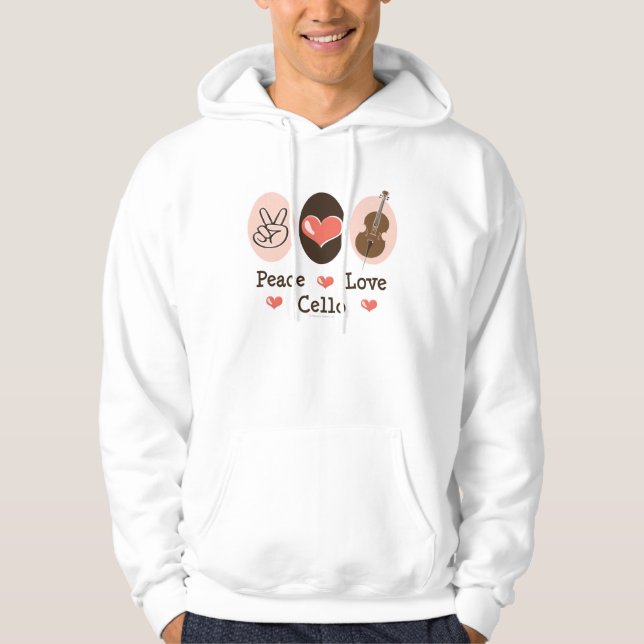 Peace Love Cello Hooded Sweatshirt (Front)