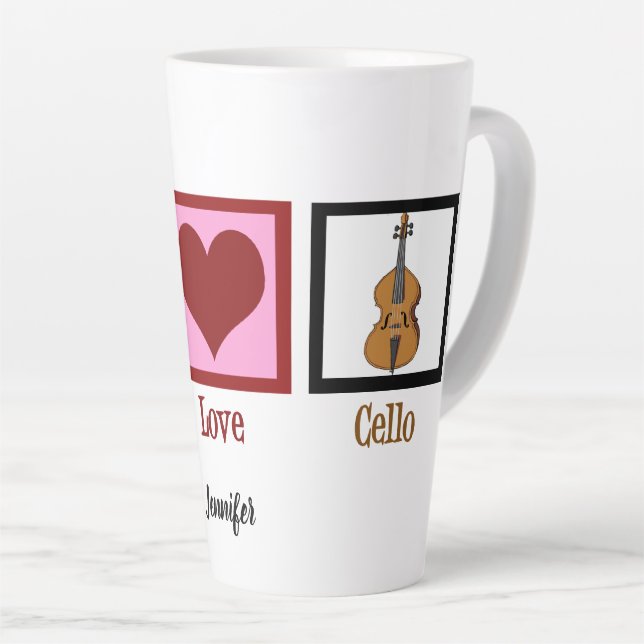 Peace Love Cello Latte Mug (Right Angle)