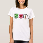 Peace Love Cello T-Shirt<br><div class="desc">A beautiful cello Christmas present for the great cellist in your life. This Peace Love Cello design features a cute peace sign,  heart,  and the musical instrument,  the cello. A great gift for a string quartet member or orchestra conductor.</div>