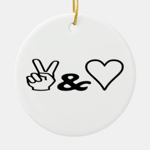 Peace & Love Ceramic Tree Decoration