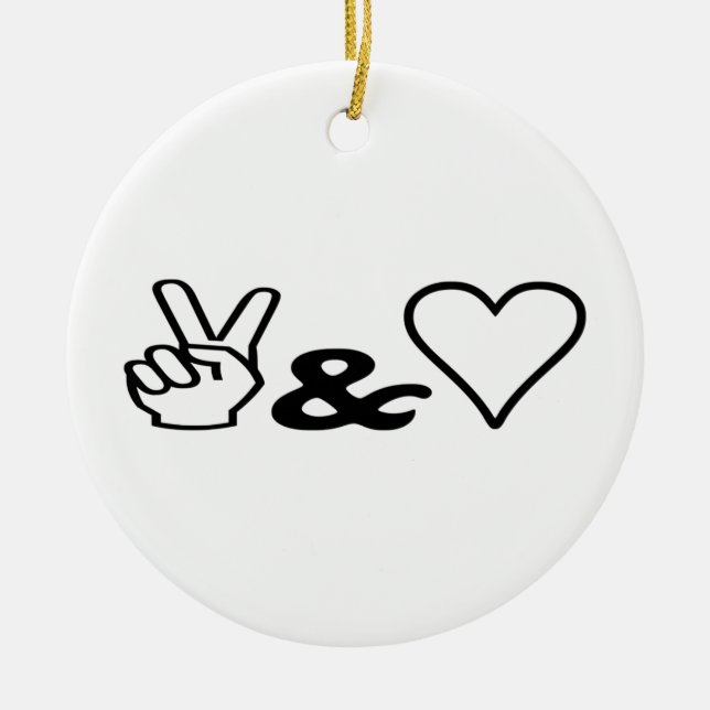 Peace & Love Ceramic Tree Decoration (Front)