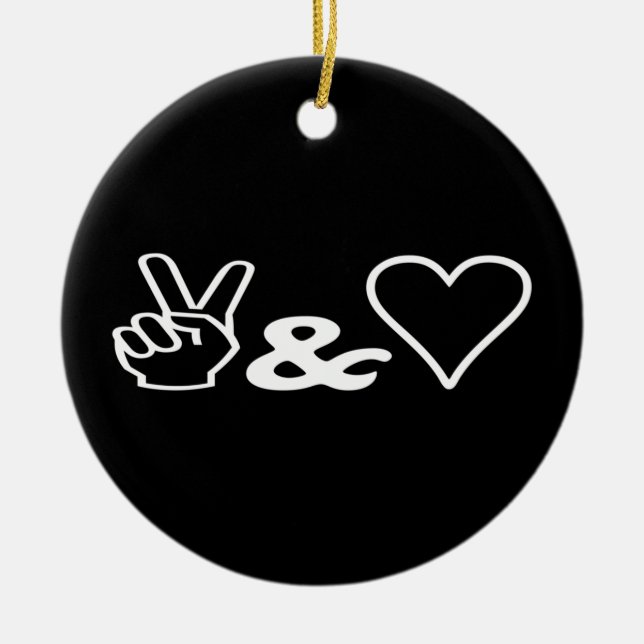 Peace & Love Ceramic Tree Decoration (Front)