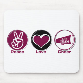 Peace Love Cheer Marron Mouse Mat