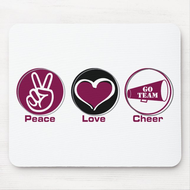 Peace Love Cheer Marron Mouse Mat (Front)