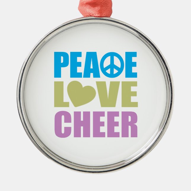 Peace Love Cheer Metal Tree Decoration (Front)