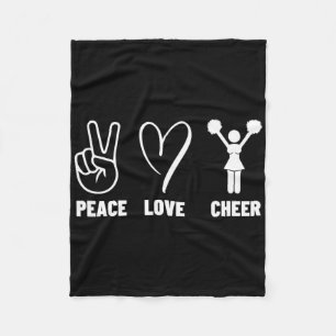 Peace Love Cheer Proud Cheerleader Women Cheerlead Fleece Blanket