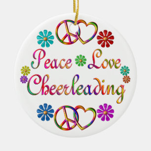 PEACE LOVE CHEERLEADING CERAMIC TREE DECORATION