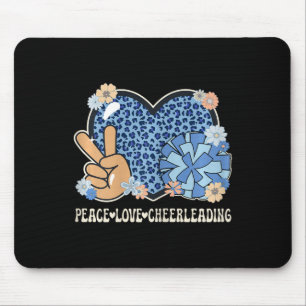 Peace Love Cheerleading Lover Leopard Print Cheerl Mouse Mat