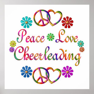 PEACE LOVE CHEERLEADING POSTER