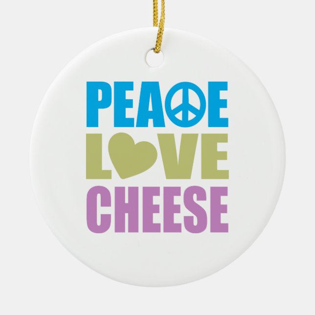 Peace Love Cheese Ceramic Tree Decoration (Front)
