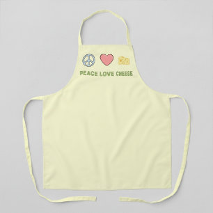 Peace Love Cheese Yellow Retro Apron