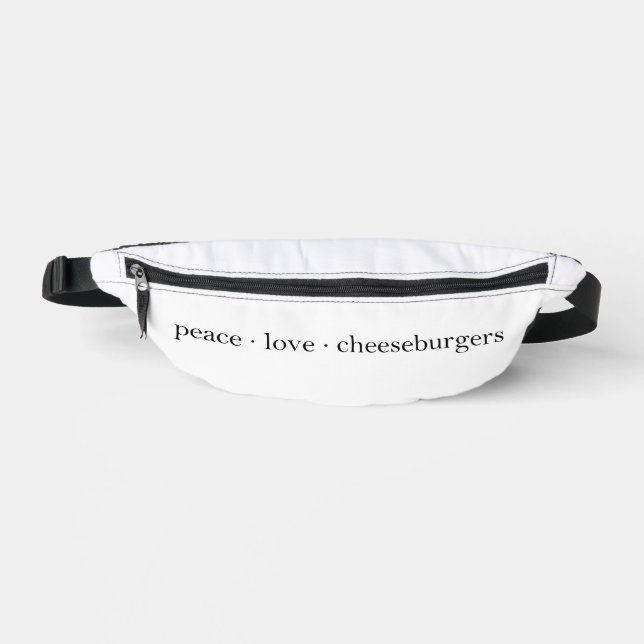 Peace Love Cheeseburgers Bum Bags (Front)