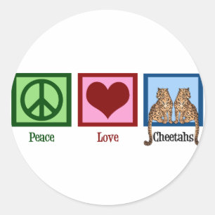 Peace Love Cheetahs Classic Round Sticker