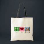 Peace Love Cheetahs Tote Bag<br><div class="desc">A peace sign,  heart,  and a cute cheetah.</div>