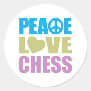 Peace Love Chess Classic Round Sticker