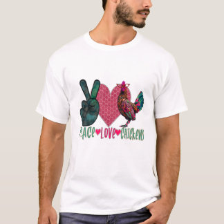 Peace Love Chicken Livestock T-Shirt