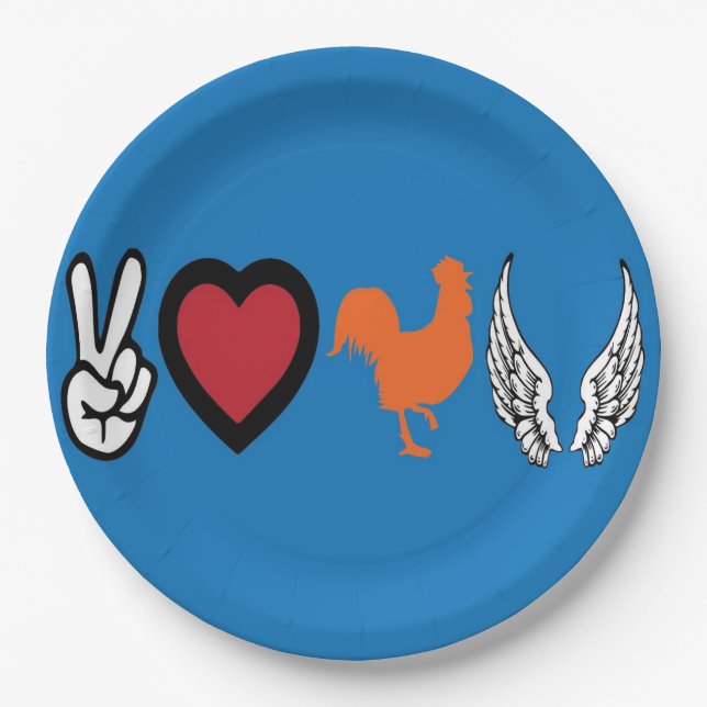 Peace Love Chicken Wings Paper Plate (Front)