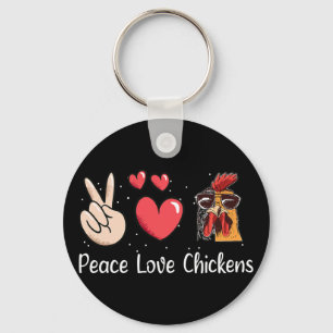 Peace Love Chickens Hen Chicken Lover Key Ring